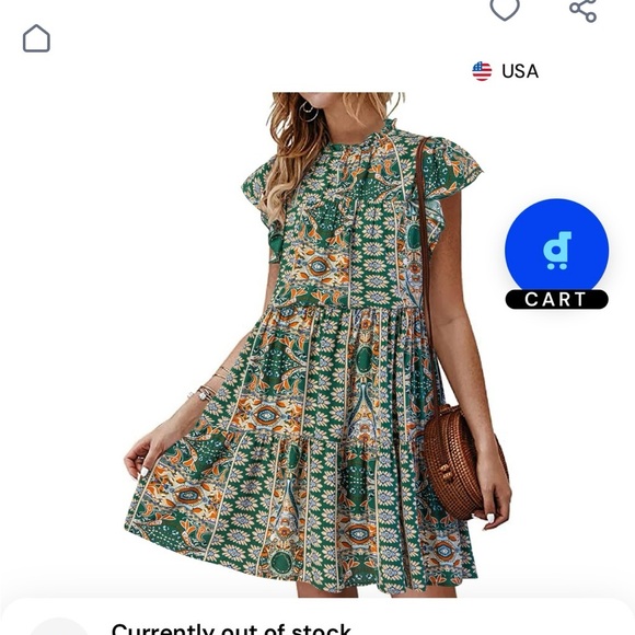 Kirundo Boho Floral Green and Orange Ruffle Sleeve Flowy Mini Dress Size Medium - Picture 16 of 16